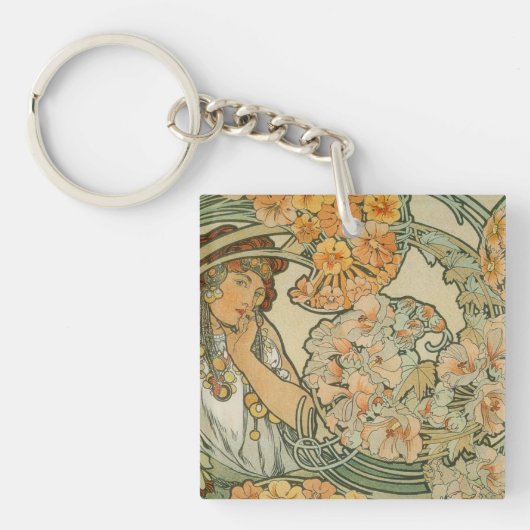 Alphonse Mucha Art Deco Sleutelhanger (voorkant)