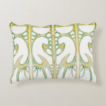 Alphonse Mucha art nouveau abstract blauwgroen wit