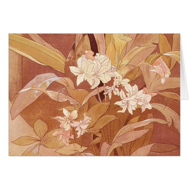 Alphonse Mucha Art Nouveau Bloemdetail (Voorkant Horizontaal)