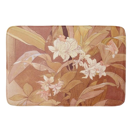 Alphonse Mucha Art Nouveau bloemdetail Badmat (Voorkant)