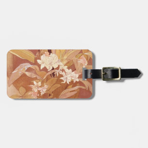 Alphonse Mucha Art Nouveau Bloemdetail Bagagelabel