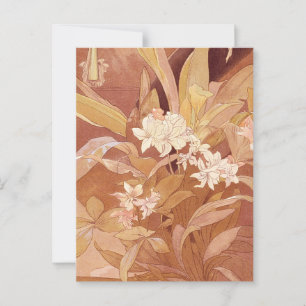 Alphonse Mucha Art Nouveau bloemdetail Briefkaart