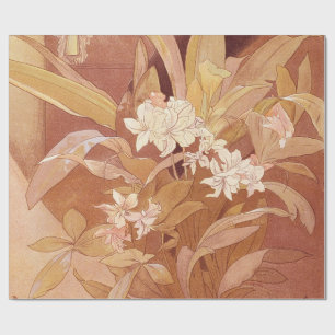 Alphonse Mucha Art Nouveau bloemdetail Cadeaupapier
