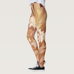 Alphonse Mucha Art Nouveau Bloemdetail Leggings