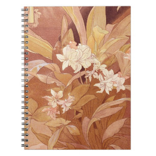 Alphonse Mucha Art Nouveau Bloemdetail Notitieboek