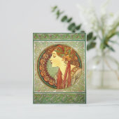 Alphonse Mucha Art Nouveau Briefkaart (Staand voorkant)