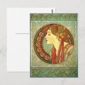 Alphonse Mucha Art Nouveau Briefkaart (Voorkant / Achterkant)