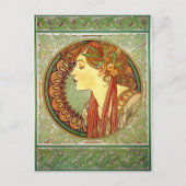 Alphonse Mucha Art Nouveau Briefkaart (Voorkant)