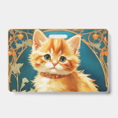 Alphonse Mucha Art Nouveau Cat Badge (Achterkant)