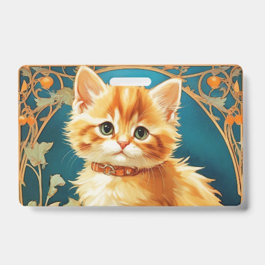 Alphonse Mucha Art Nouveau Cat Badge (Voorzijde)