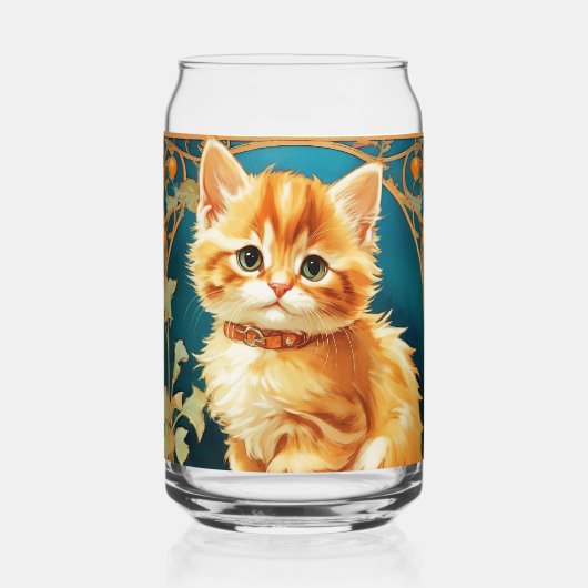 Alphonse Mucha Art Nouveau Cat Blikvorm Glas (Voorkant)