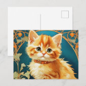 Alphonse Mucha Art Nouveau Cat Briefkaart (Voorkant / Achterkant)