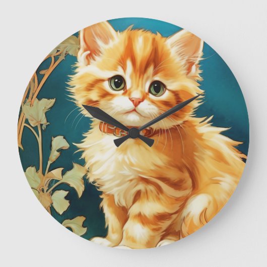Alphonse Mucha Art Nouveau Cat Grote Klok (Voorkant)