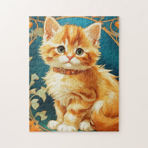 Alphonse Mucha Art Nouveau Cat Legpuzzel