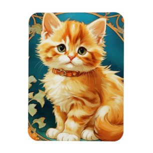 Alphonse Mucha Art Nouveau Cat Magneet