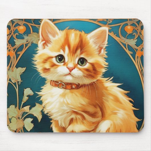 Alphonse Mucha Art Nouveau Cat Muismat (Voorkant)