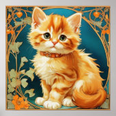 Alphonse Mucha Art Nouveau Cat Poster (Voorkant)