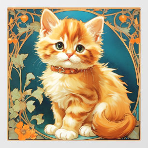 Alphonse Mucha Art Nouveau Cat Raamsticker