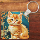 Alphonse Mucha Art Nouveau Cat Sleutelhanger (Achterkant)