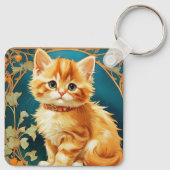 Alphonse Mucha Art Nouveau Cat Sleutelhanger (Achterkant)