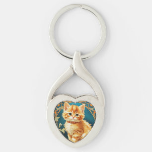 Alphonse Mucha Art Nouveau Cat Sleutelhanger