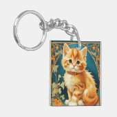 Alphonse Mucha Art Nouveau Cat Sleutelhanger (Voorkant Links)