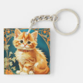 Alphonse Mucha Art Nouveau Cat Sleutelhanger (Achterkant)
