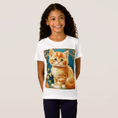 Alphonse Mucha Art Nouveau Cat T-shirt (Voorkant volledig)