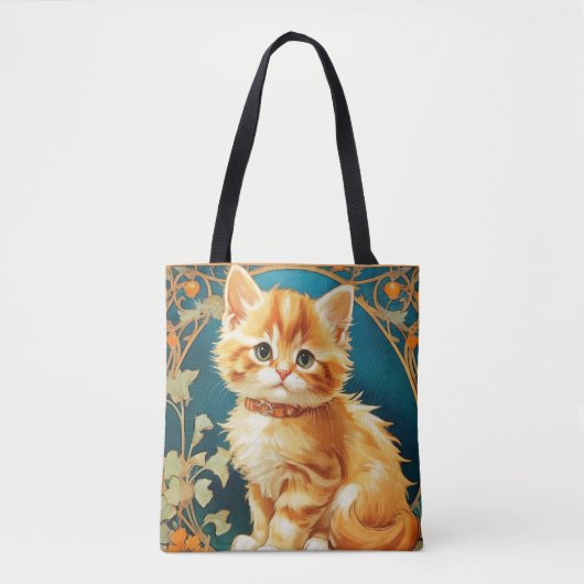 Alphonse Mucha Art Nouveau Cat Tote Bag (Voorkant)