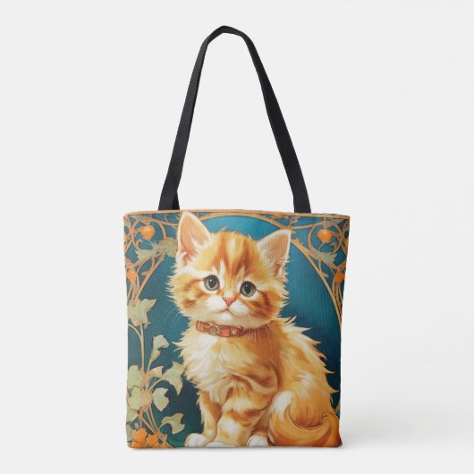 Alphonse Mucha Art Nouveau Cat Tote Bag (Achterkant)