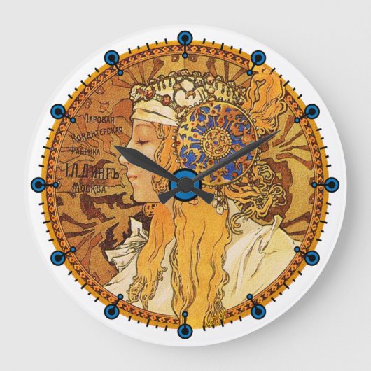 Alphonse Mucha Art Nouveau Clock Grote Klok (Voorkant)