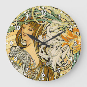 Alphonse Mucha Art Nouveau Clock Grote Klok