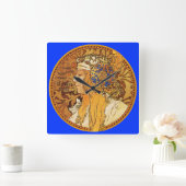 Alphonse Mucha Art Nouveau Clock Vierkante Klok (Huis)