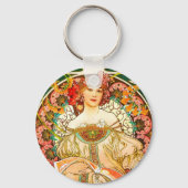Alphonse Mucha Art Nouveau Daydream Sleutelhanger (Voorkant)