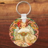 Alphonse Mucha Art Nouveau Daydream Sleutelhanger (Voorkant)