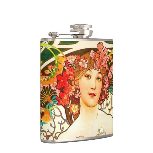 Alphonse Mucha Art Nouveau Daydrodroom Heupfles (Rechts)