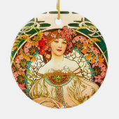 Alphonse Mucha Art Nouveau Daydrodroom Keramisch Ornament (Achterkant)