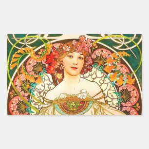 Alphonse Mucha Art Nouveau Daydrodroom Rechthoekige Sticker