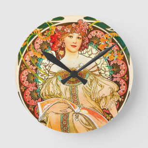 Alphonse Mucha Art Nouveau Daydrodroom Ronde Klok