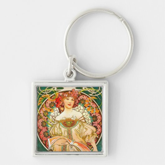 Alphonse Mucha Art Nouveau Daydrodroom Sleutelhanger (Voorkant)