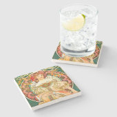 Alphonse Mucha Art Nouveau Daydrodroom Stenen Onderzetter (Zijkant)