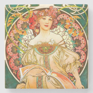 Alphonse Mucha Art Nouveau Daydrodroom Stenen Onderzetter