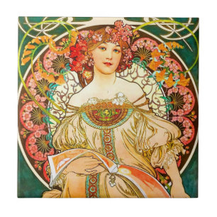 Alphonse Mucha Art Nouveau Daydrodroom Tegeltje
