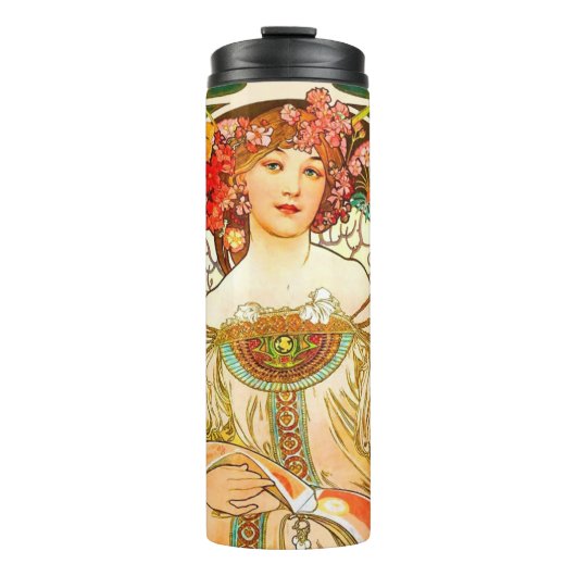 Alphonse Mucha Art Nouveau Daydrodroom Thermosbeker (Voorkant)