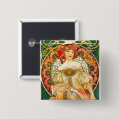 Alphonse Mucha Art Nouveau Daydrodroom Vierkante Button 5,1 Cm (Voorkant /achterkant)