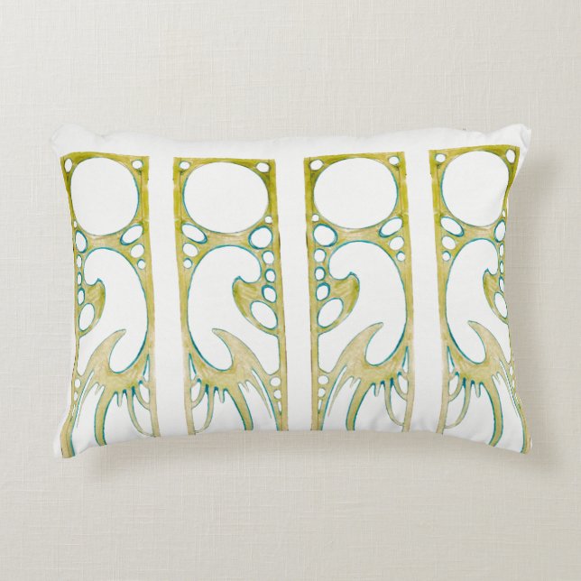 Alphonse Mucha art nouveau decorative lijst stripe Accent Kussen (Voorkant)