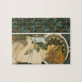 Alphonse Mucha Art Nouveau Feather Girl Legpuzzel (Horizontaal)