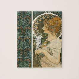Alphonse Mucha Art Nouveau Feather Girl Legpuzzel