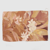 Alphonse Mucha Art Nouveau Floral Detail Golfhanddoek (Horizontaal)