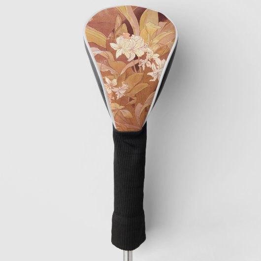 Alphonse Mucha Art Nouveau Floral Detail Golfheadcover (Voorkant)